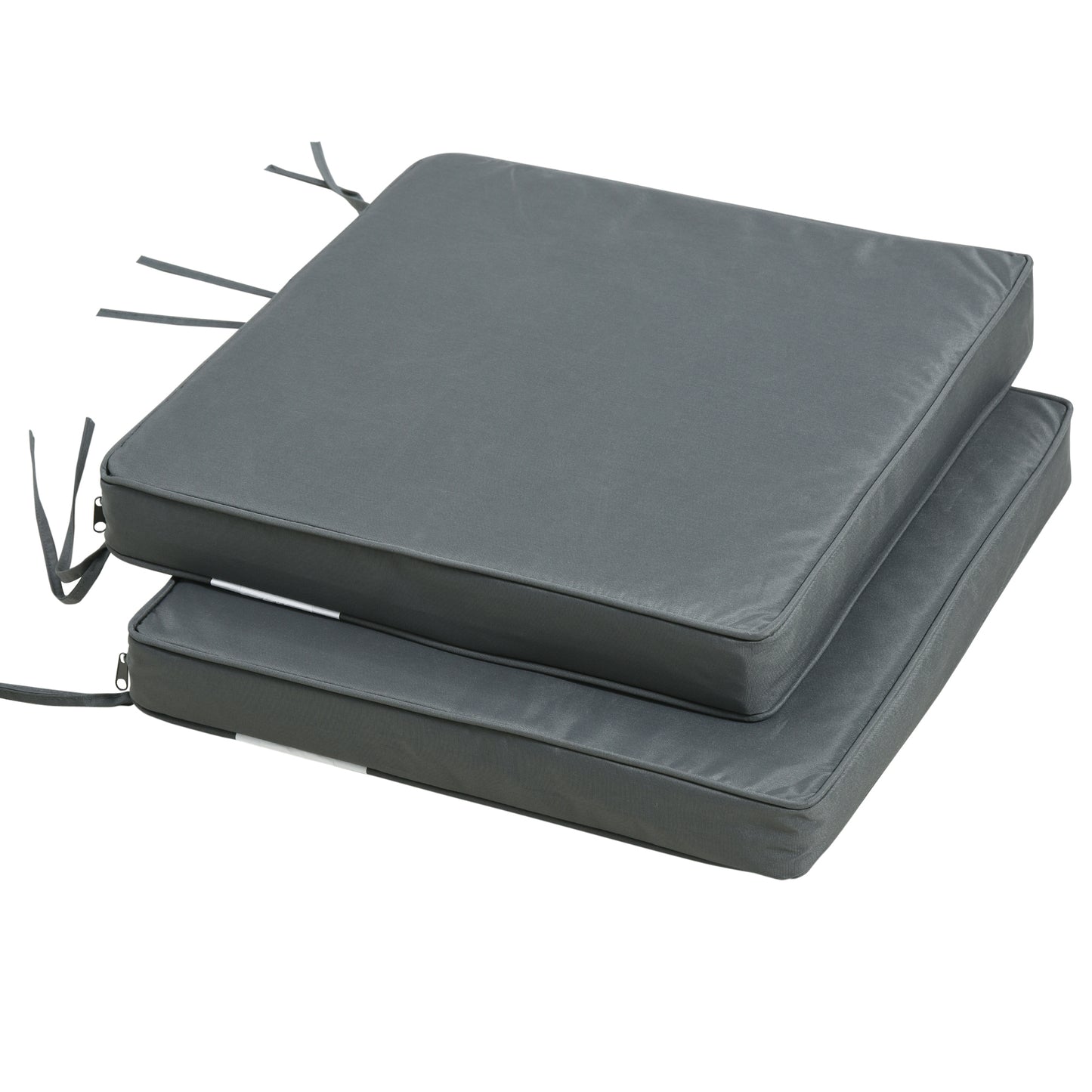 Outsunny Garden Chair Pads: Set of 2 Replacement Cushions with Ties, 45 x 45cm, Charcoal Grey