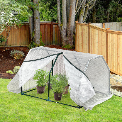 Outsunny Portable Greenhouse Oasis: Mini Metal Frame with PVC Cover, Zippered Access, 99x71x60cm, White
