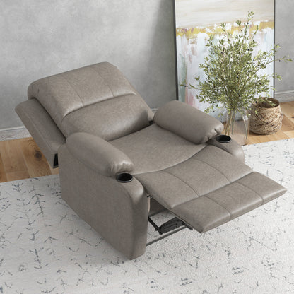 HOMCOM Microfibre Recliner Armchair, with Adjustable Leg Rest, Cup Holder, for Home Living Room, Brown