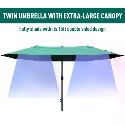 Outsunny 4.6m Garden Parasol Double-Sided Sun Umbrella Patio Market Shelter Canopy Shade Outdoor Dark Green