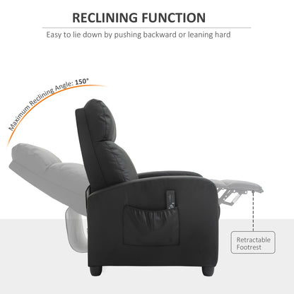 HOMCOM Recliner Sofa Chair PU Leather Massage Armcair w/ Footrest and Remote Control for Living Room, Bedroom, Home Theater, Black