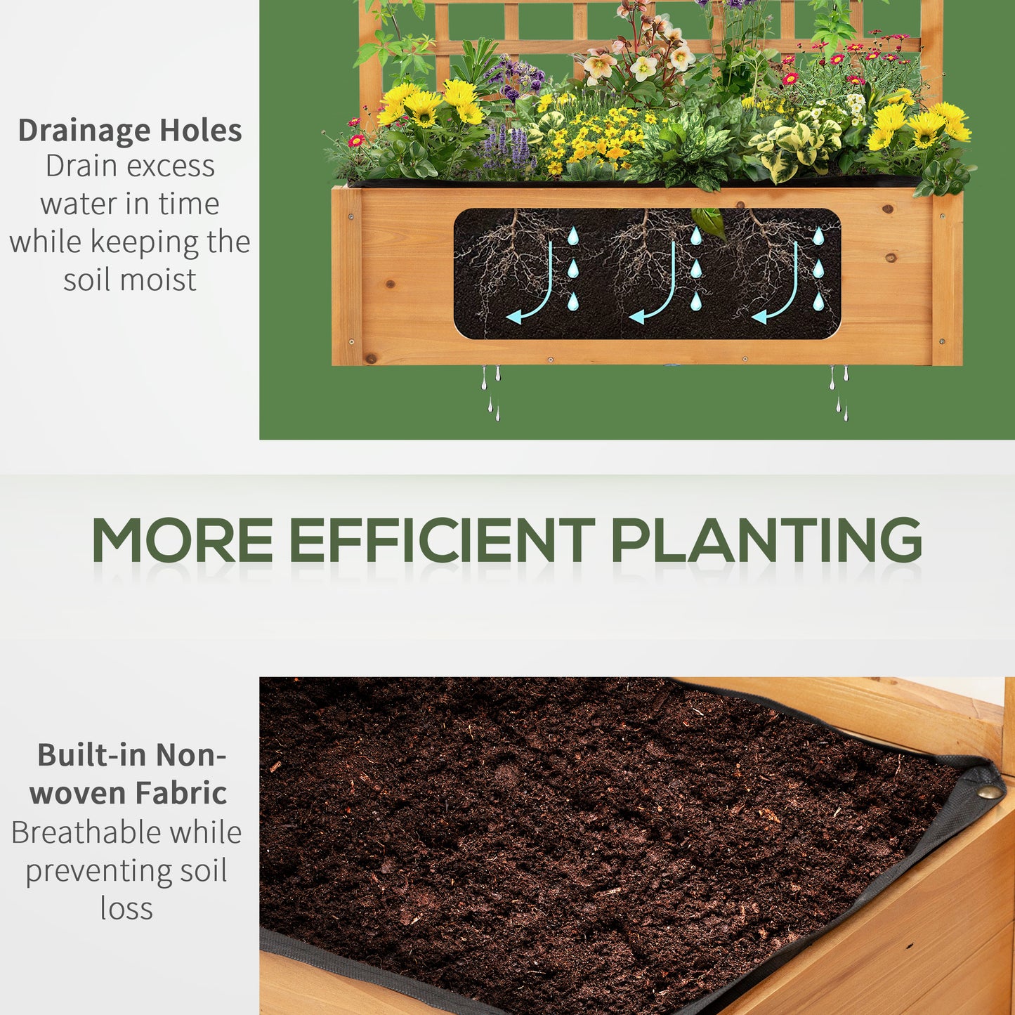 Outsunny Elevated Garden Bed: Raised Wooden Planter with Shelves for Veggies, Flowers, and Herbs, 105x40x135cm