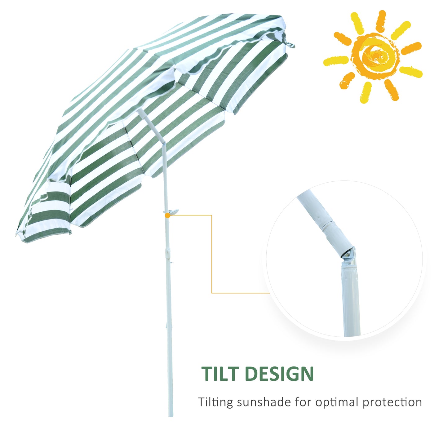 Outsunny Large 1.8m Patio Garden Beach Sun Crank Umbrella Sunshade Folding Tilt Crank Parasol New