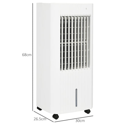 HOMCOM 68cm Portable Evaporative Air Cooler, 3-In-1 Ice Cooling Fan Cooler, Water Conditioner Humidifier Unit with Remote, 15H Timer, Oscillating, LED Display, 5L Water Tank for Home, White