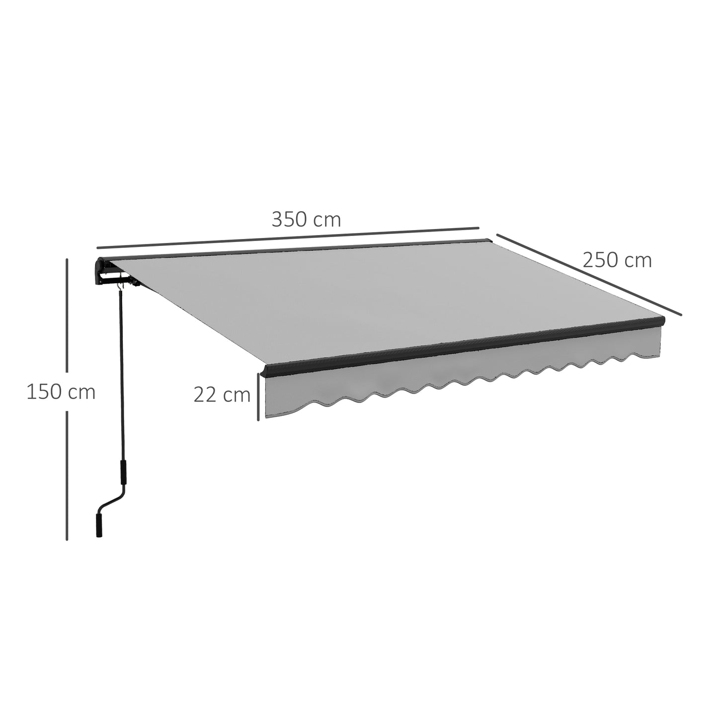 Outsunny 3.5 x 2.5m Aluminium Frame Electric Awning, Retractable Awning Sun Canopies for Patio Door Window, Light Grey