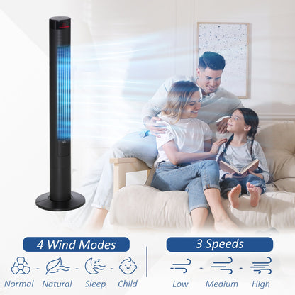 HOMCOM Tower of Cooling: 46" Remote-Controlled Fan, 12H Timer, 3 Speeds, Quiet Operation for Home & Office, Jet Black