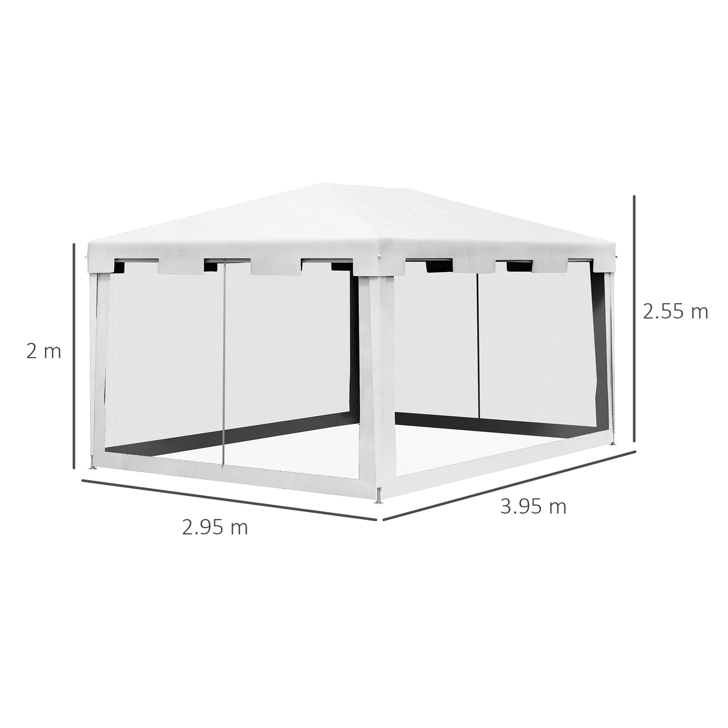 Outsunny 4x3 m Waterproof Gazebo W/Mesh Sides-White/Black