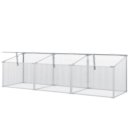 Outsunny Polycarbonate Greenhouse: Aluminium Cold Frame for Flowers & Vegetables, 180 x 51 x 51cm