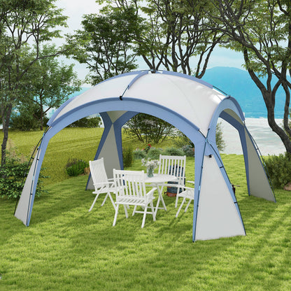 Outsunny 3.5 x 3.5M Camping Gazebo, Outdoor Event Shelter Dome Tent Garden Sun Shelter Patio Spire Arc Pavilion Camp Sun Shade, Light Blue