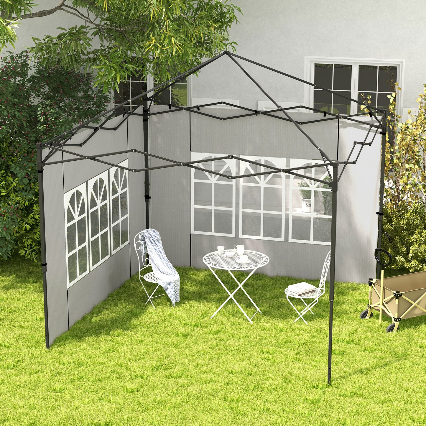Outsunny Gazebo Side Panels, Sides Replacement with Window for 3x3(m) or 3x6m Gazebo Canopy, 2 Pack, White