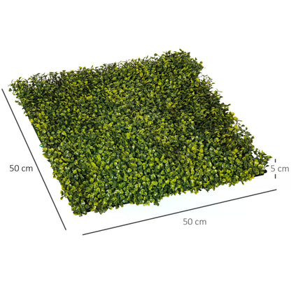 Outsunny Artificial Wood Paneling, 12PCS 20" x 20" Grass Privacy Fence Screen, Faux Hedge Greenery Backdrop, Encrypted Milan Grass