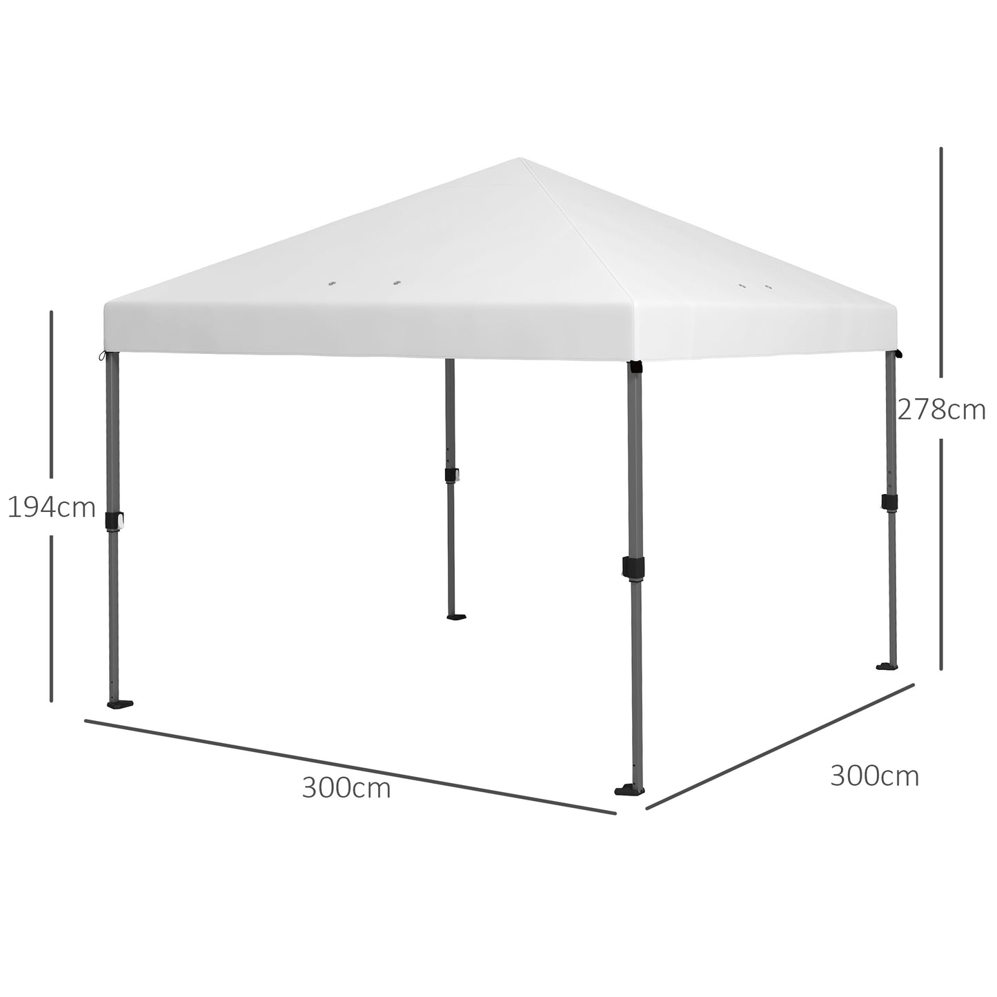 Outsunny 3 3(m) PopUp Gazebo, 1 Person Easyup Marquee Party Tent with 1-Button Push, Adjustable Straight Legs, Stakes, Ropes,