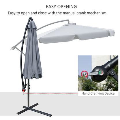 Outsunny Cantilever Umbrella: Elegant Banana Parasol with Crank Handle, Cross Base for Outdoor Shade, Dark Grey