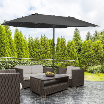 Outsunny 4.6m Double-Sided Patio Parasol Sun Umbrella-Black