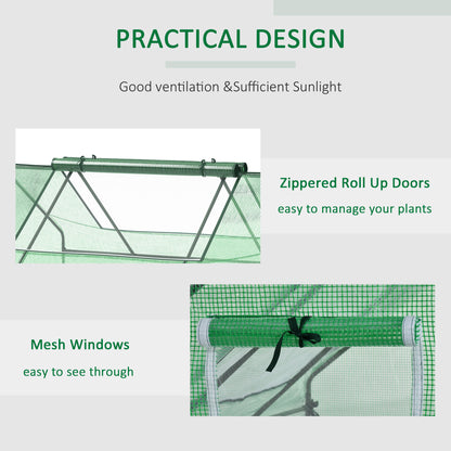 Outsunny Mini Greenhouse, Portable Garden Small Greenhouse with Zipped Windows and Door, 180 x 140 x 80cm, Dark Green