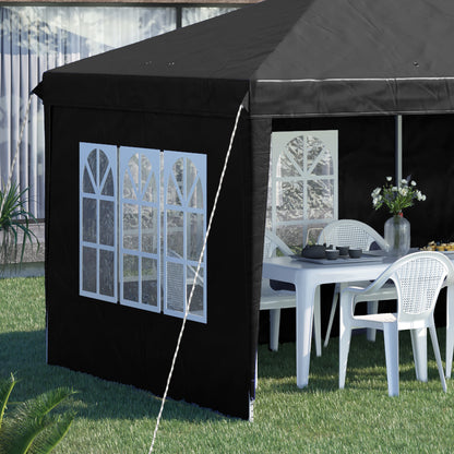 Outsunny 3 x 6m Pop Up Gazebo, Height Adjustable Marquee Party Tent with Sidewalls and Storage Bag, Black