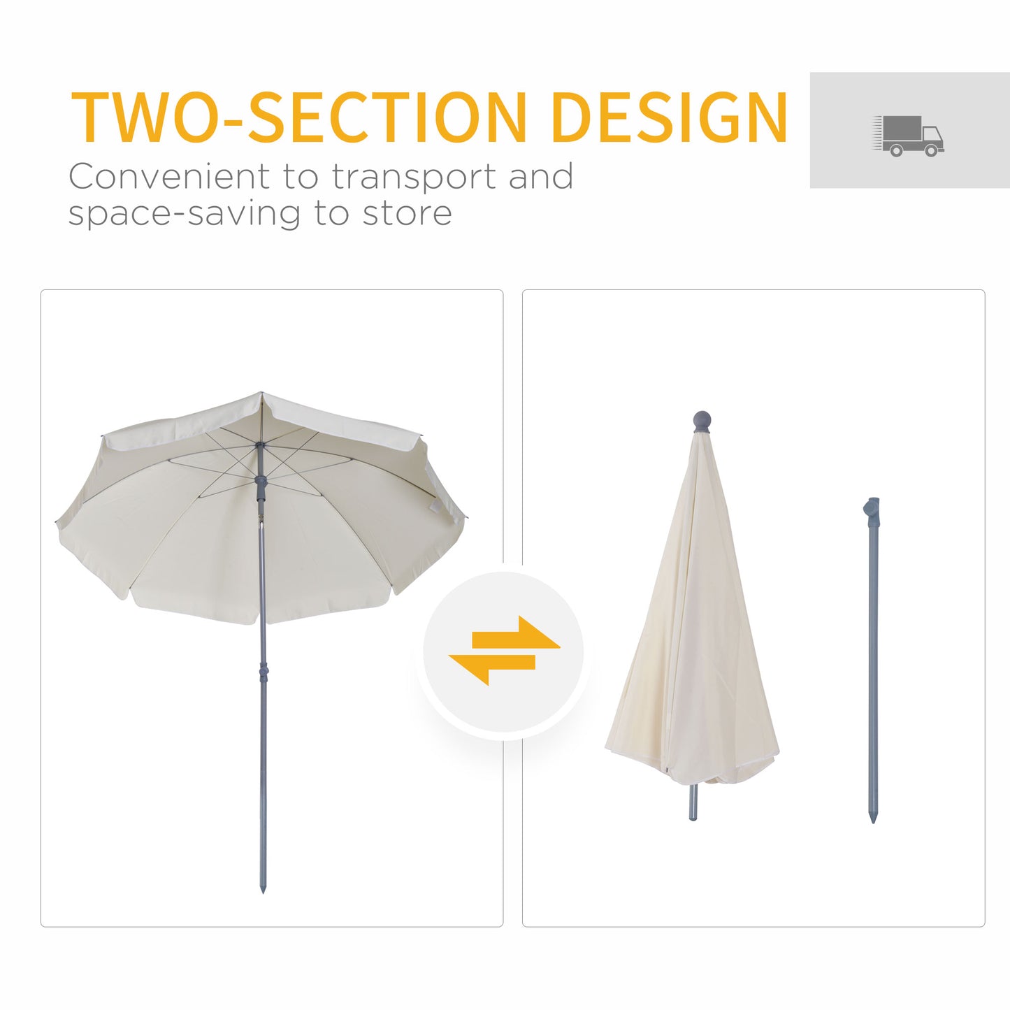 Outsunny Adjustable Beach Parasol: Elegant Cream Shade for Outdoor Relaxation, 2.2M