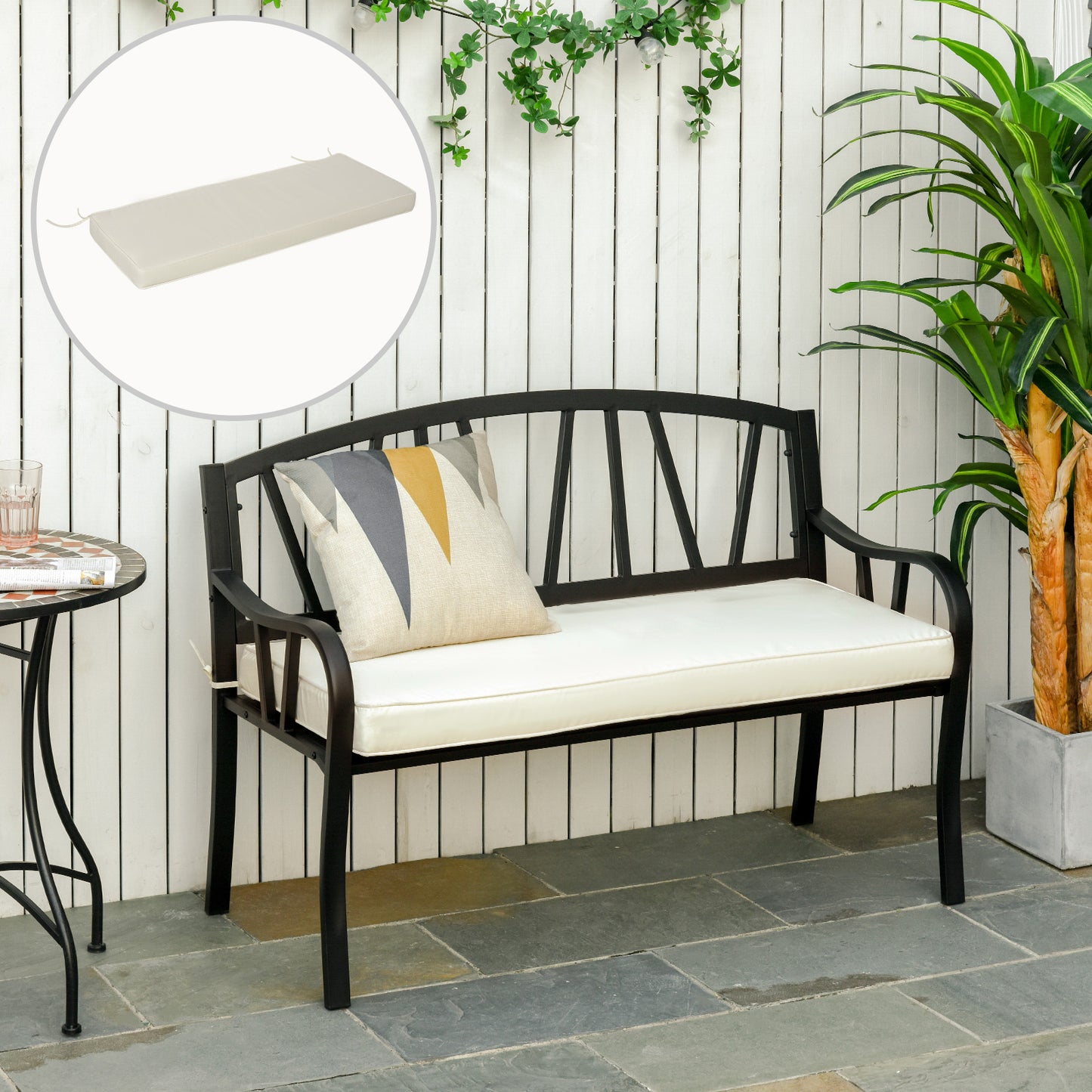 Outsunny Loveseat Bench Cushion: 2-Seater Pad for Swing Furniture, Versatile Indoor & Outdoor Use, Cream White
