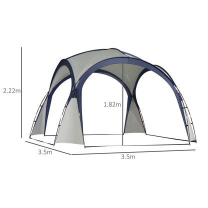 Outsunny 3.5 x 3.5M Gazebo Marquee Tent Outdoor Tarp Shelter Garden Party Event Shelter Patio Spire Arc Pavilion Camp Sun Shade, Cream and Blue