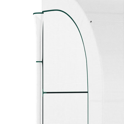 Outsunny Walk-In Greenhouse: Outdoor Plant Nursery with Zippered Doors, PE Cover, 3-Tier Shelves, White, 300x150x213cm