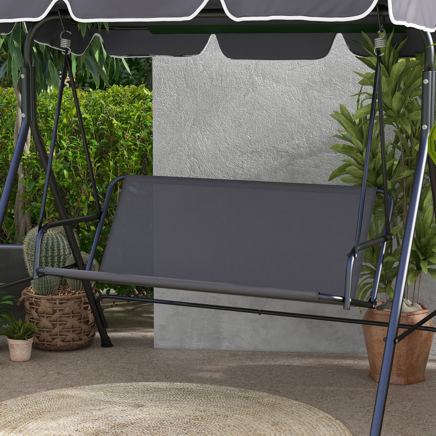 Outsunny Garden Swing Seat Cover Replacement, for 2 and 3 Seater Swing Bench, 115cm x 48cm x 48cm, Gark Grey