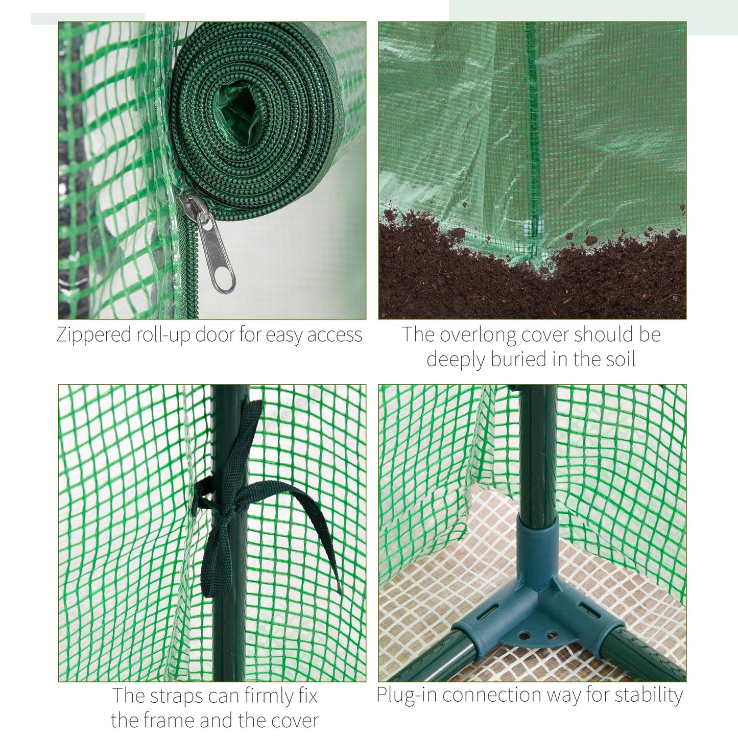 Outsunny 100 x 50 x 150cm Greenhouse Steel Frame PE Cover w-Roll-up Door Outdoor for Backyard, Balcony, Garden, Green