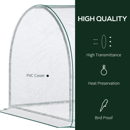 Outsunny Transparent Tunnel Greenhouse: Outdoor Grow House with Steel Frame & PVC Cover, 250x100x80cm