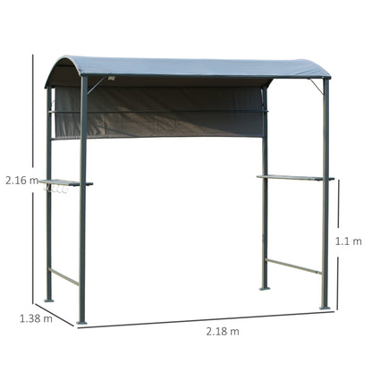 Outsunny BBQ Canopy, Metal Frame, Outdoor Grill Shelter, Ventilated Roof, Weather-Resistant, Grey