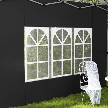 Outsunny Gazebo Side Panels, Sides Replacement with Window for 3x3(m) or 3x4m Pop Up Gazebo, 2 Pack, Black