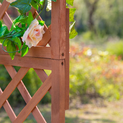 Outsunny Garden Wooden Pine Trough Planter with Topped Trellis Climbing Plants Flower Raised Bed