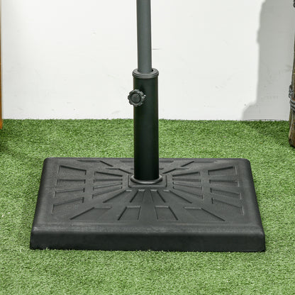 Outsunny Square Resin Parasol Base: Outdoor Umbrella Stand, Fits Poles 妗?2-38mm, Black