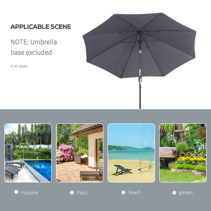 Outsunny Garden Parasol, 2.7M Patio Sun Umbrella, Tilt Shade Shelter Canopy with Aluminium Frame, Charcoal Grey