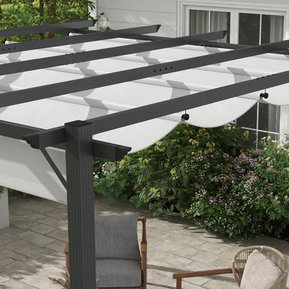 Outsunny 3 x 3(m) Aluminium Pergola Canopy Gazebo Awning Outdoor Garden Sun Shade Shelter Marquee Party BBQ, Light Grey