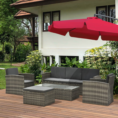 Outsunny 6-Seater Outdoor Garden Rattan Furniture Set w/ Table Grey