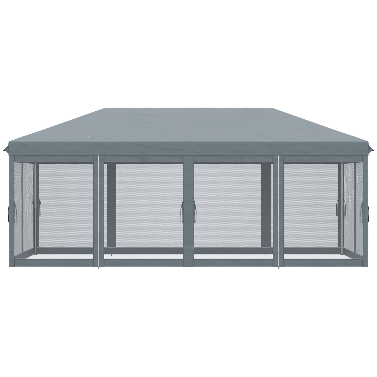 Outsunny 6 x 3m Pop Up Canopy, Outdoor Canopy Shelter, Marquee Party Wedding Tent with 6 Mesh Walls and Carry Bag, Grey