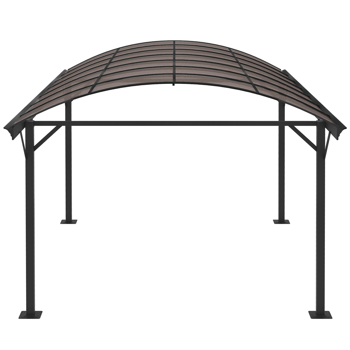 Outsunny 5 x 3(m) Hardtop Carport Aluminium Gazebo Pavilion Garden Shelter Pergola with Polycarbonate Roof, Brown
