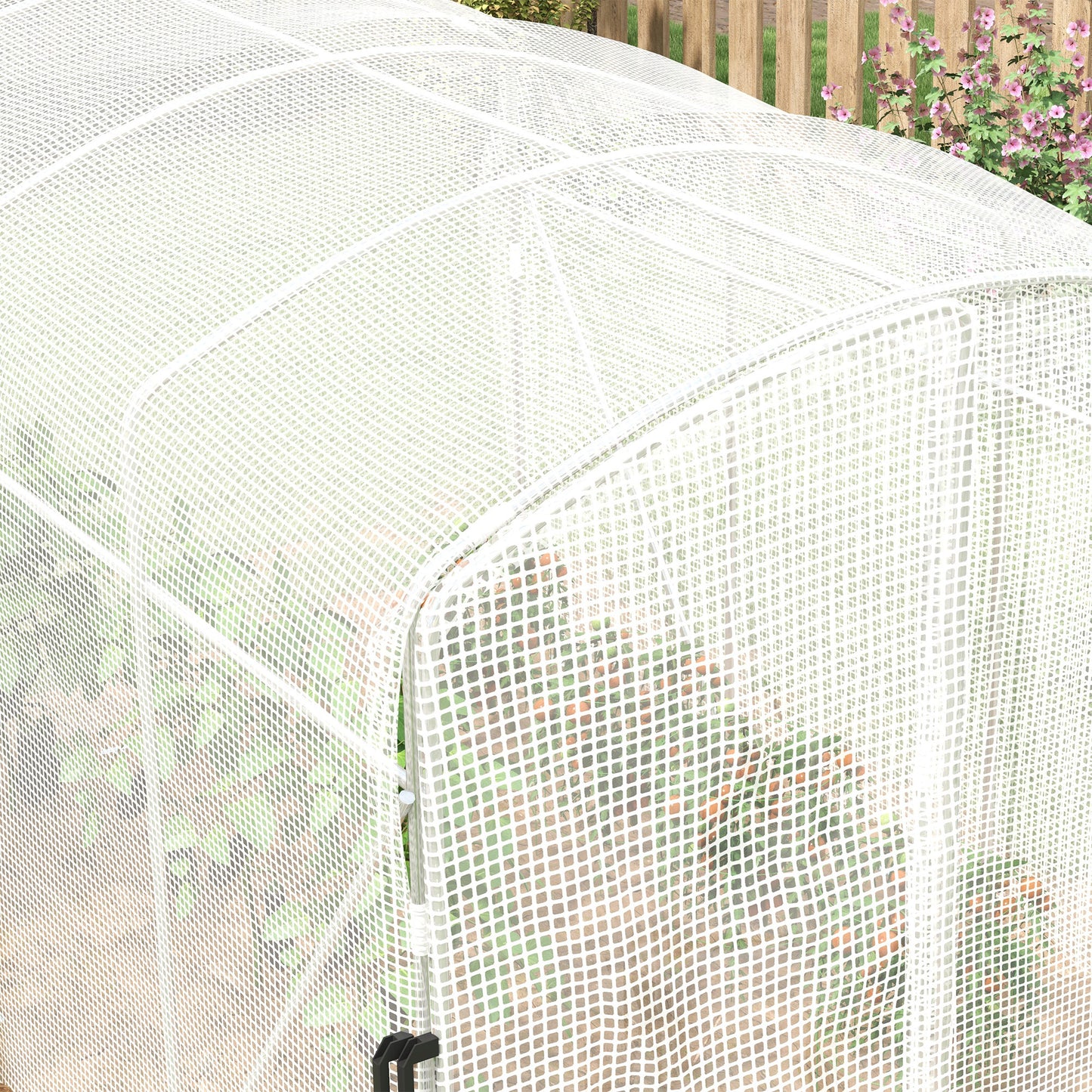 Outsunny Polytunnel Greenhouse Walk-in Grow House with UV-resistant PE Cover, Door and Galvanised Steel Frame, 2 x 2 x 2m, White