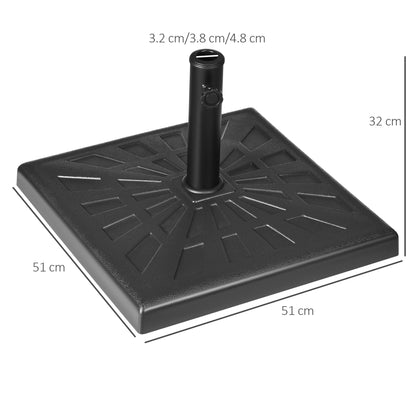 Outsunny Square Resin Parasol Base: Outdoor Umbrella Stand, Fits Poles 妗?2-38mm, Black