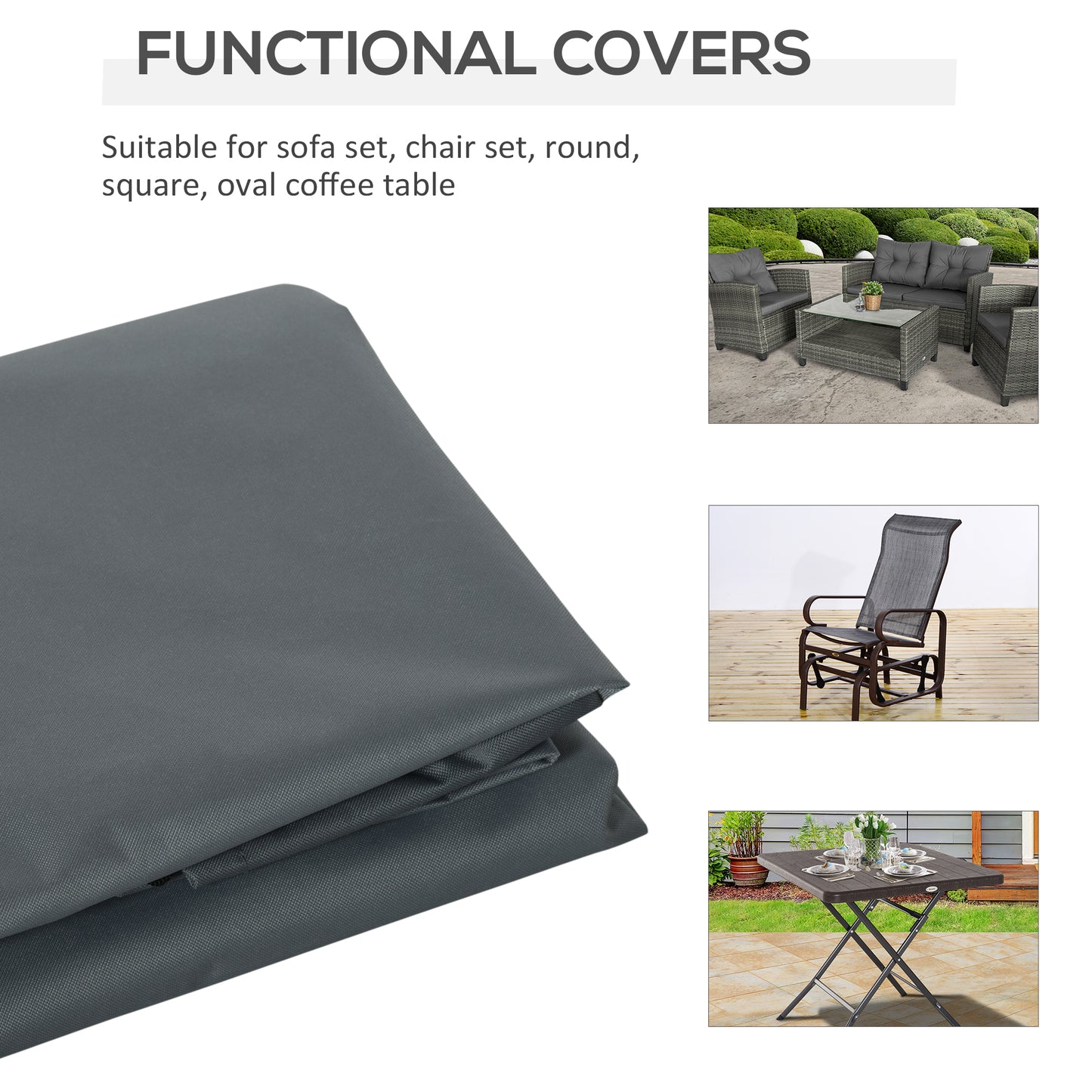 Outsunny Patio Furniture Cover, Rectangular Chair Protection, Water UV Resistant, 600D Oxford Fabric, 200 x 86 x 82 cm