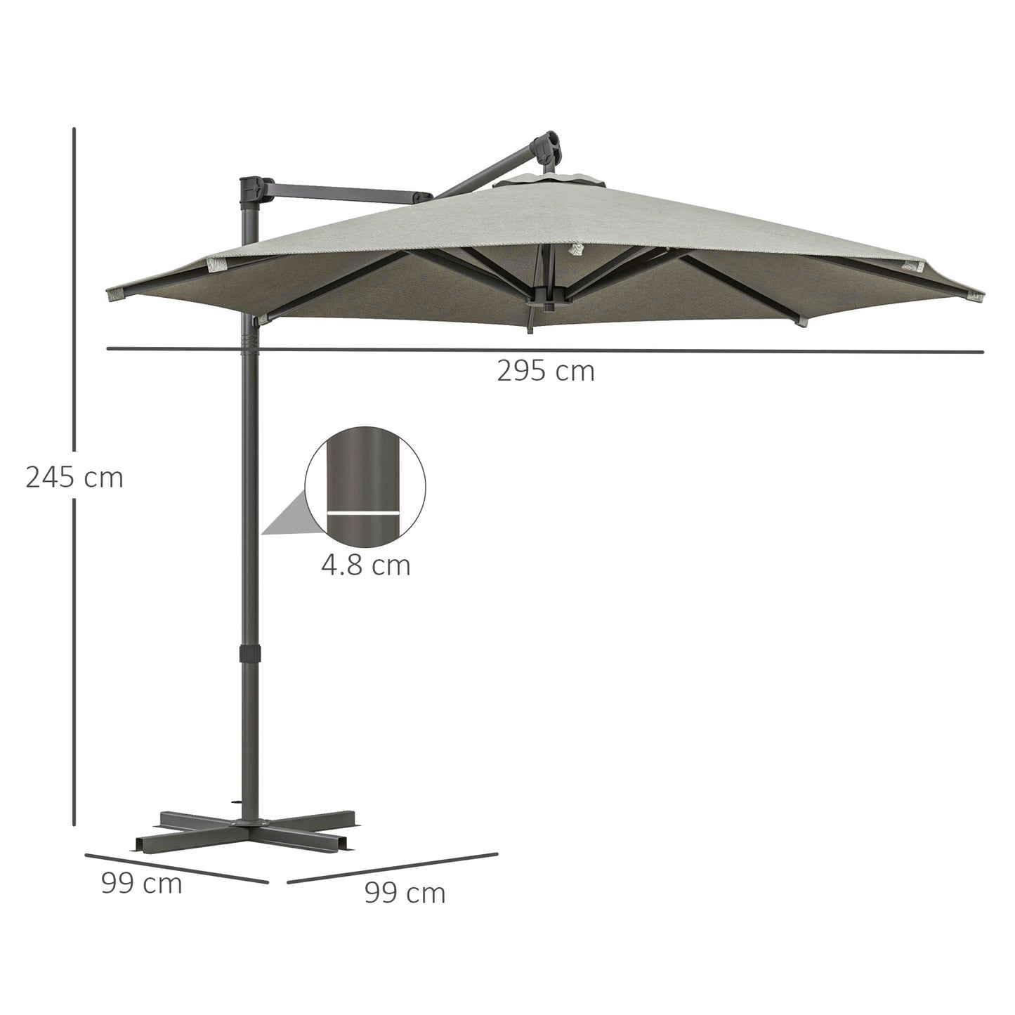 Outsunny Cantilever Banana Parasol: 360° Rotating Patio Shade, 3m, Crank Tilt, Beige Tone