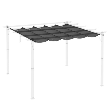 Outsunny Retractable Pergola Shade Cover, Replacement Canopy Fabric for 3 x 3 (m) Pergola, Gazebo Retractable Roof, Dark Grey