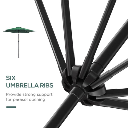 Outsunny 2.7M Tilting Parasol Sun Parasol Outdoor Garden Umbrellas Sun Shade Aluminium Frame with Crank（Green）