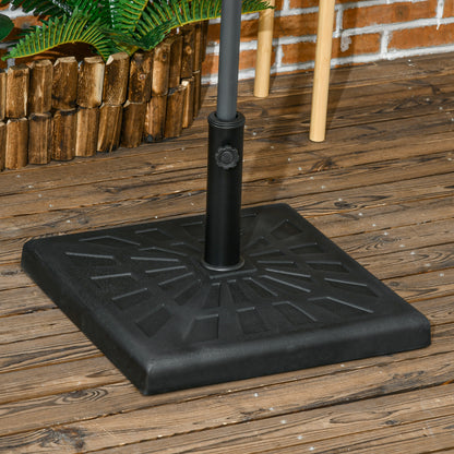 Outsunny Square Resin Parasol Base: Outdoor Umbrella Stand, Fits Poles 妗?2-38mm, Black