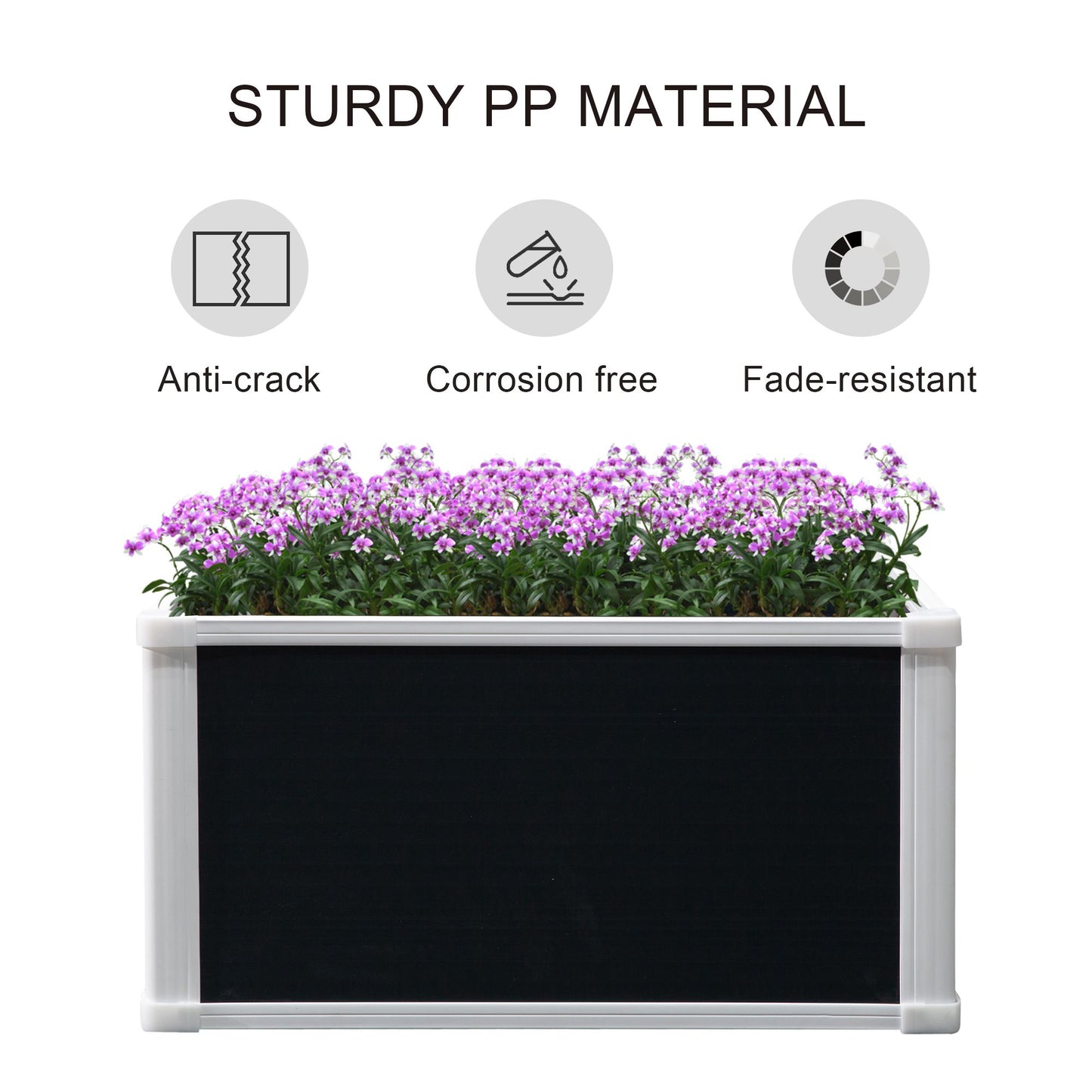 Outsunny Garden Raised Bed Planter Grow Containers for Outdoor Patio Plant Flower Vegetable Pot PP 60 x 60 x 30 cm