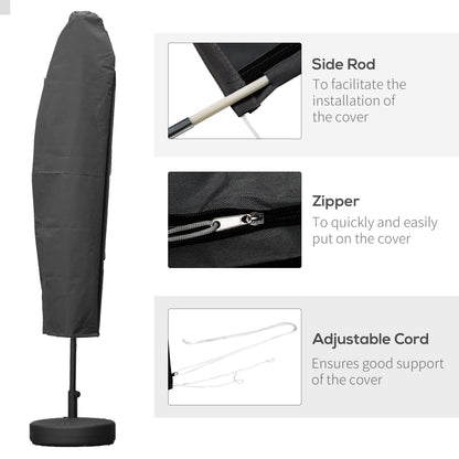 Outsunny Patio Umbrella Cover, Cantilever Banana Umbrella Protector with Rod & Zipper, Outdoor Garden Accessory, Dark Grey