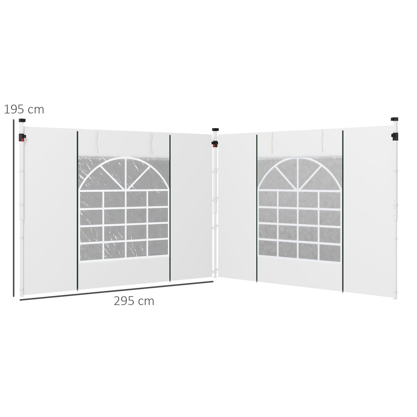 Outsunny Replacement Gazebo Side Panels with Windows and Doors, 2 Pack, for 3x3(m) or 3x6m Pop Up Gazebo, White