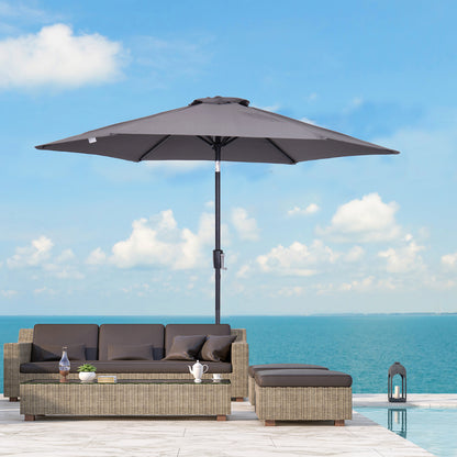 Outsunny Patio Umbrella, 2.7m, Lightweight Aluminium Frame, UV Protection, Grey