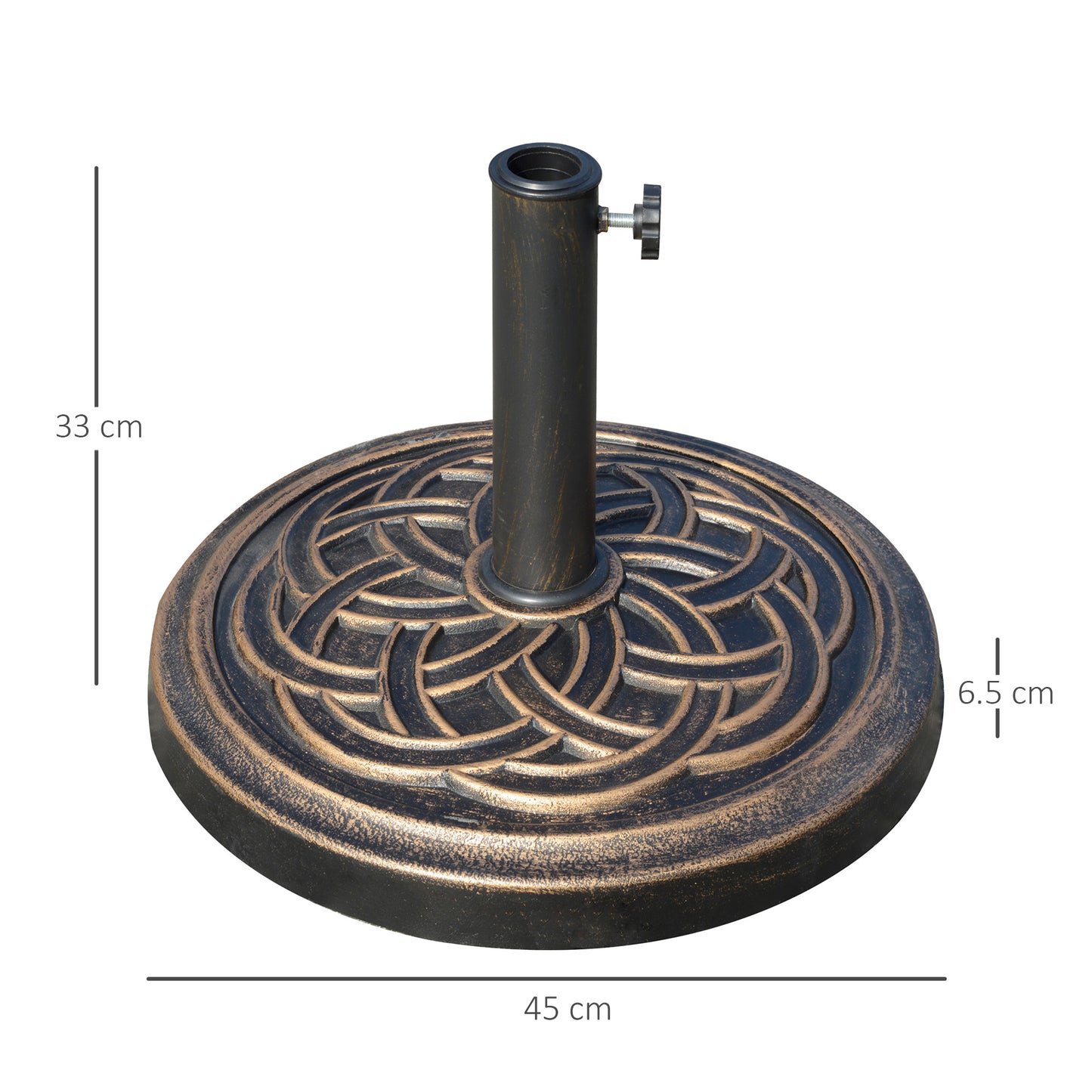 Outsunny Heavy Duty Parasol Base: 11.5kg Umbrella Stand Holder for 38mm or 48mm Poles - Bronze Tone