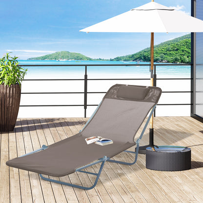 Outsunny Garden Lounger: Adjustable Recliner Sun Bed with Coffee-Toned Finish for Outdoor Relaxation