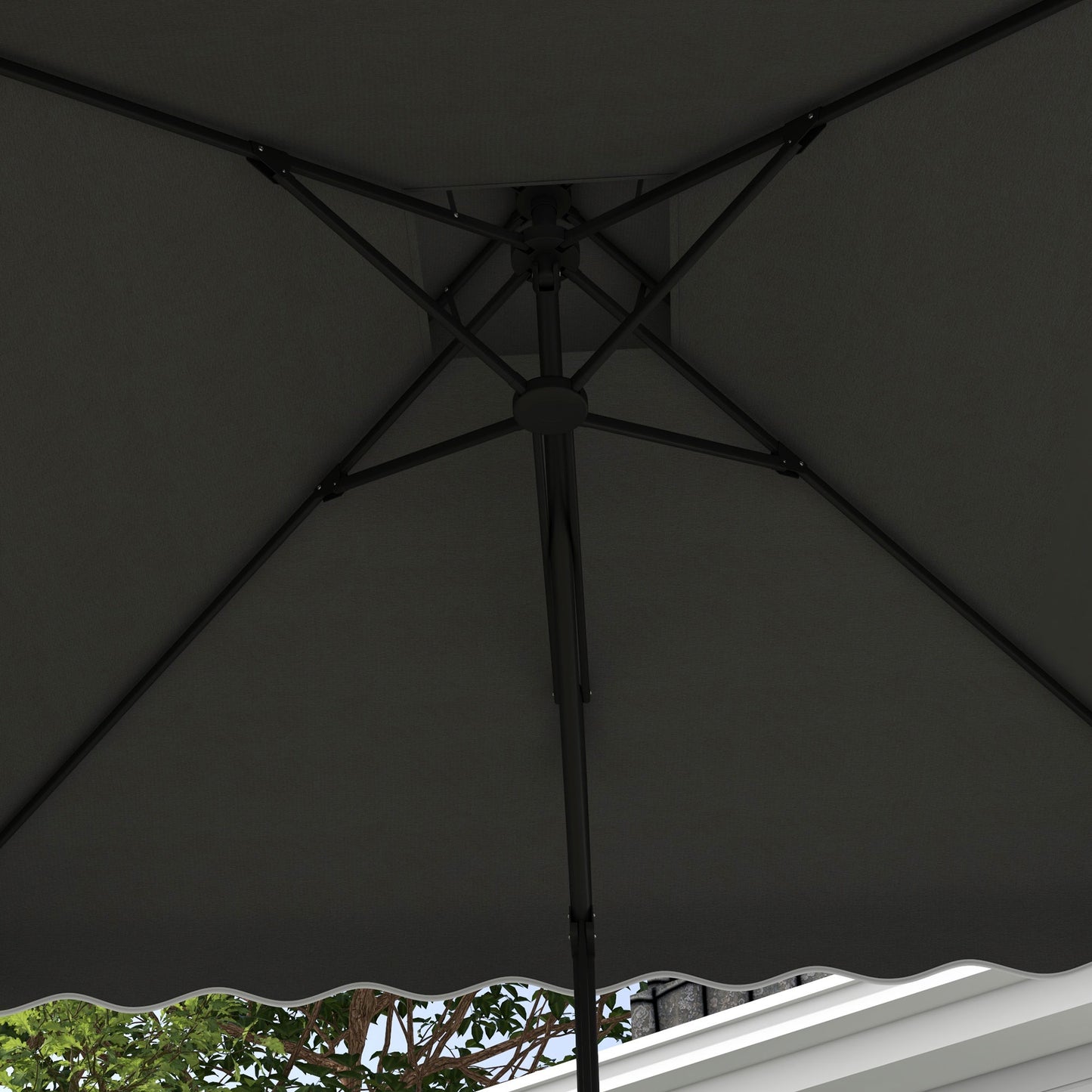 Outsunny 2.5m Square Double Top Garden Parasol Cantilever Umbrella with Ruffles, Dark Grey